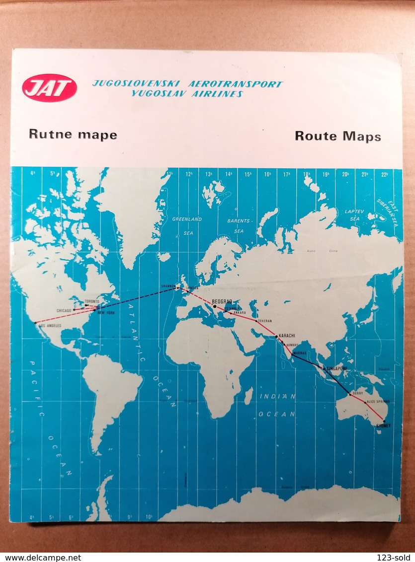 Old Brochure RUTNE MAPE ROUTE MAPS Jugoslovenski Aerotransport JAT Airline Airwais  Cca 1960's RRR - World