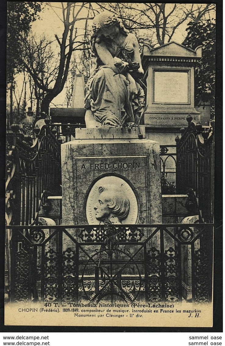 Tombeaux Historiques  -  ( Pere Lachaise )  -  Chopin Frederic Monument  -  Ansichtskarte Ca.1910    (8608) - Statues