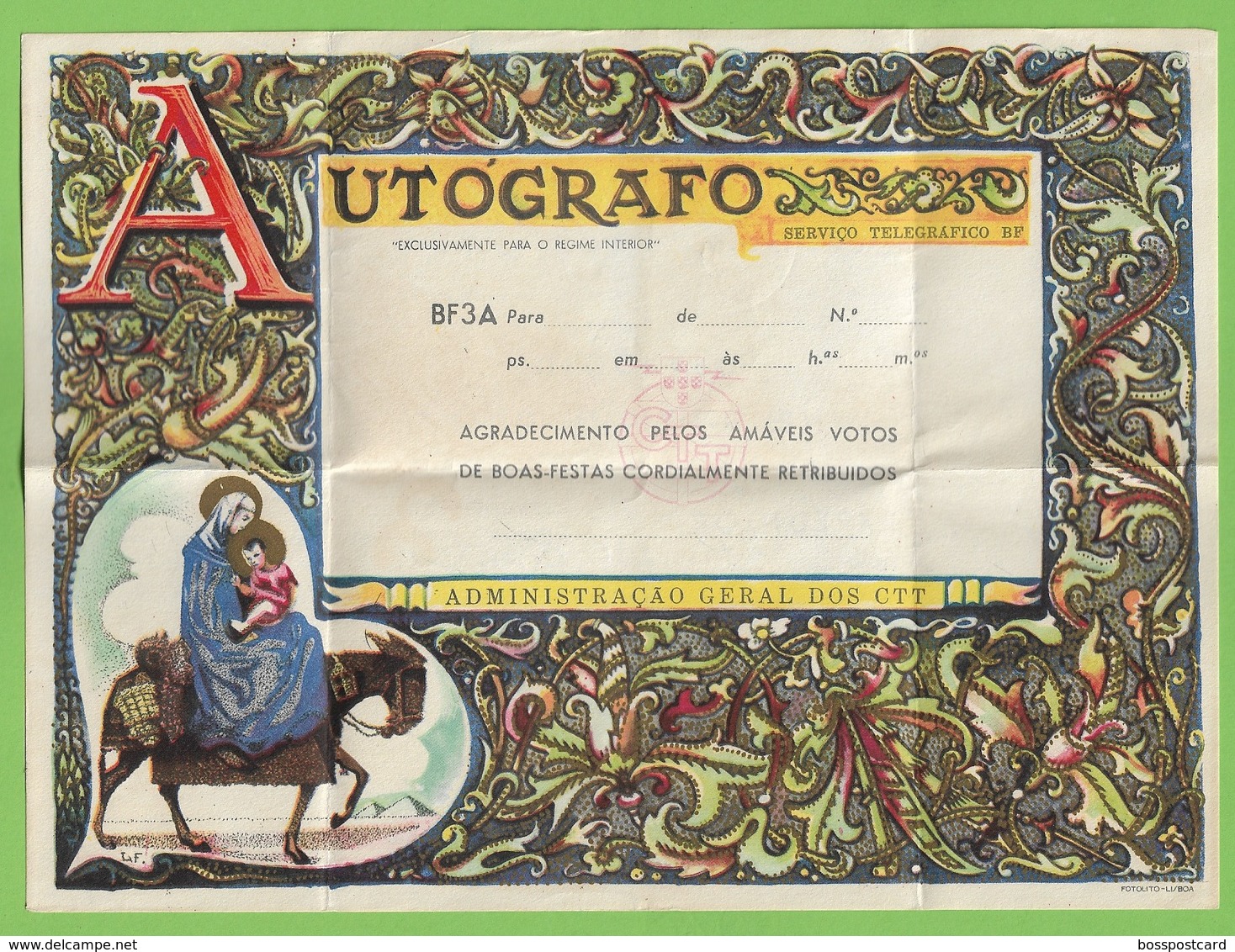 História Postal - Filatelia - Autógrafo - Correio - CTT - Philately - Telegram - Natal - Noel  Rio Maior - Portugal - Briefe U. Dokumente