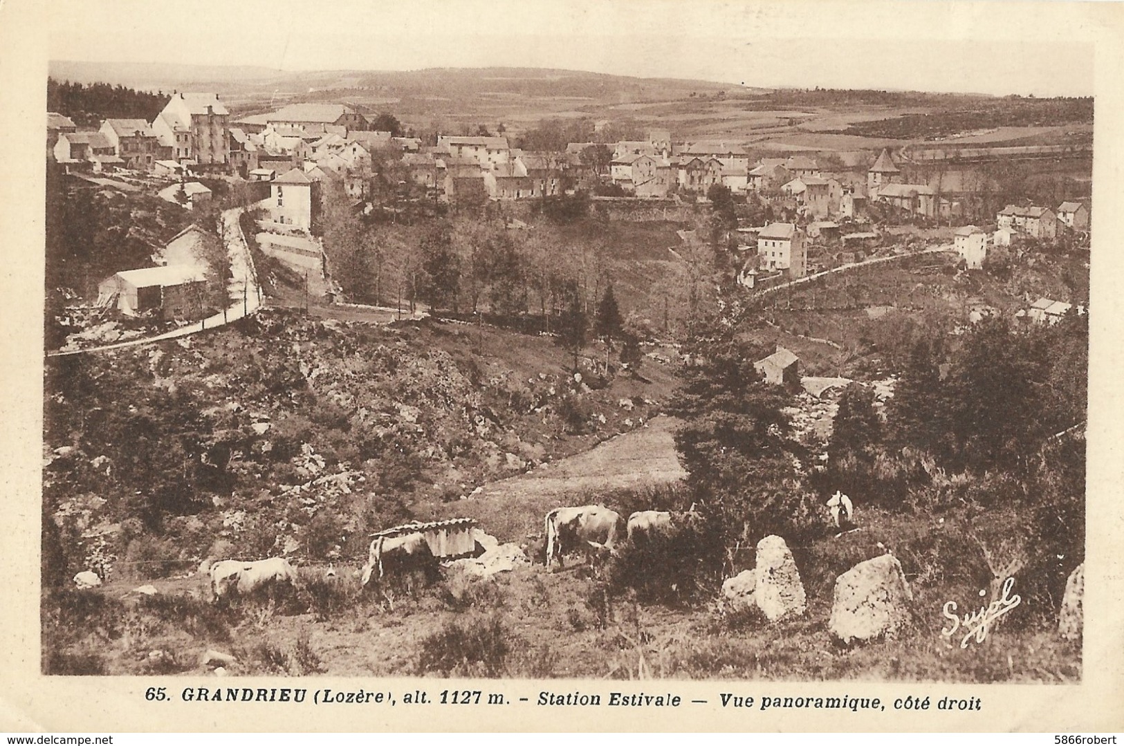 CARTE POSTALE ORIGINALE ANCIENNE : GRANDRIEU STATION ESTIVALE LOZERE (48) - Gandrieux Saint Amans