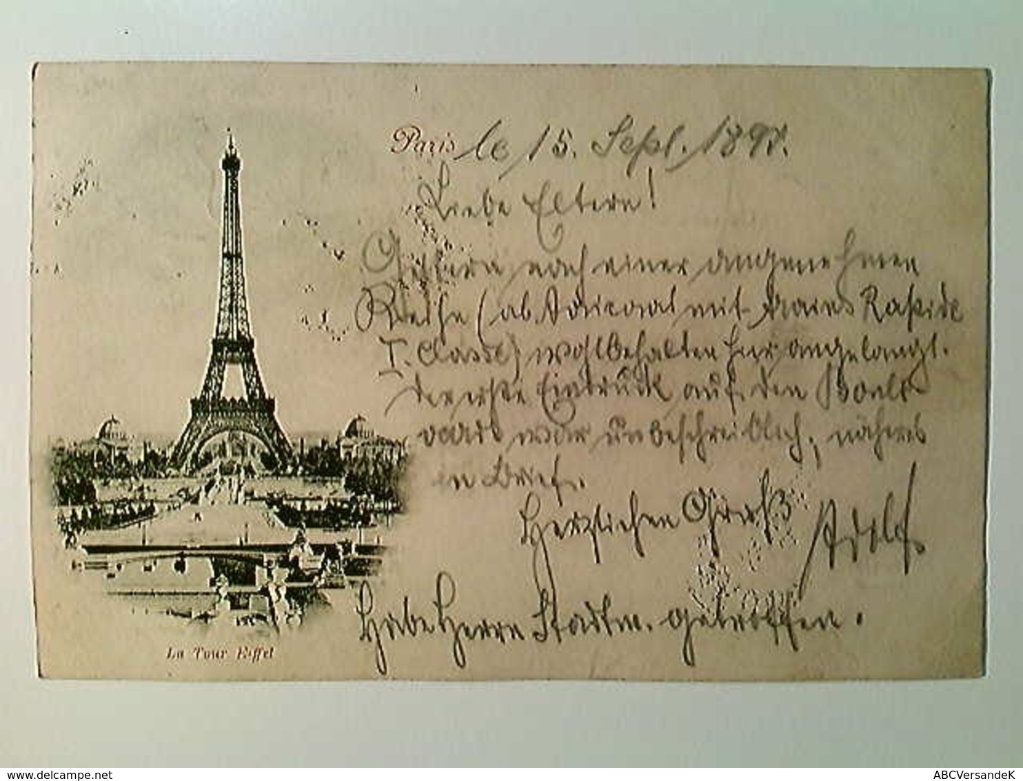 Paris, La Tour Eiffel, Eiffelturm, AK, Gelaufen 1897 - Sonstige & Ohne Zuordnung