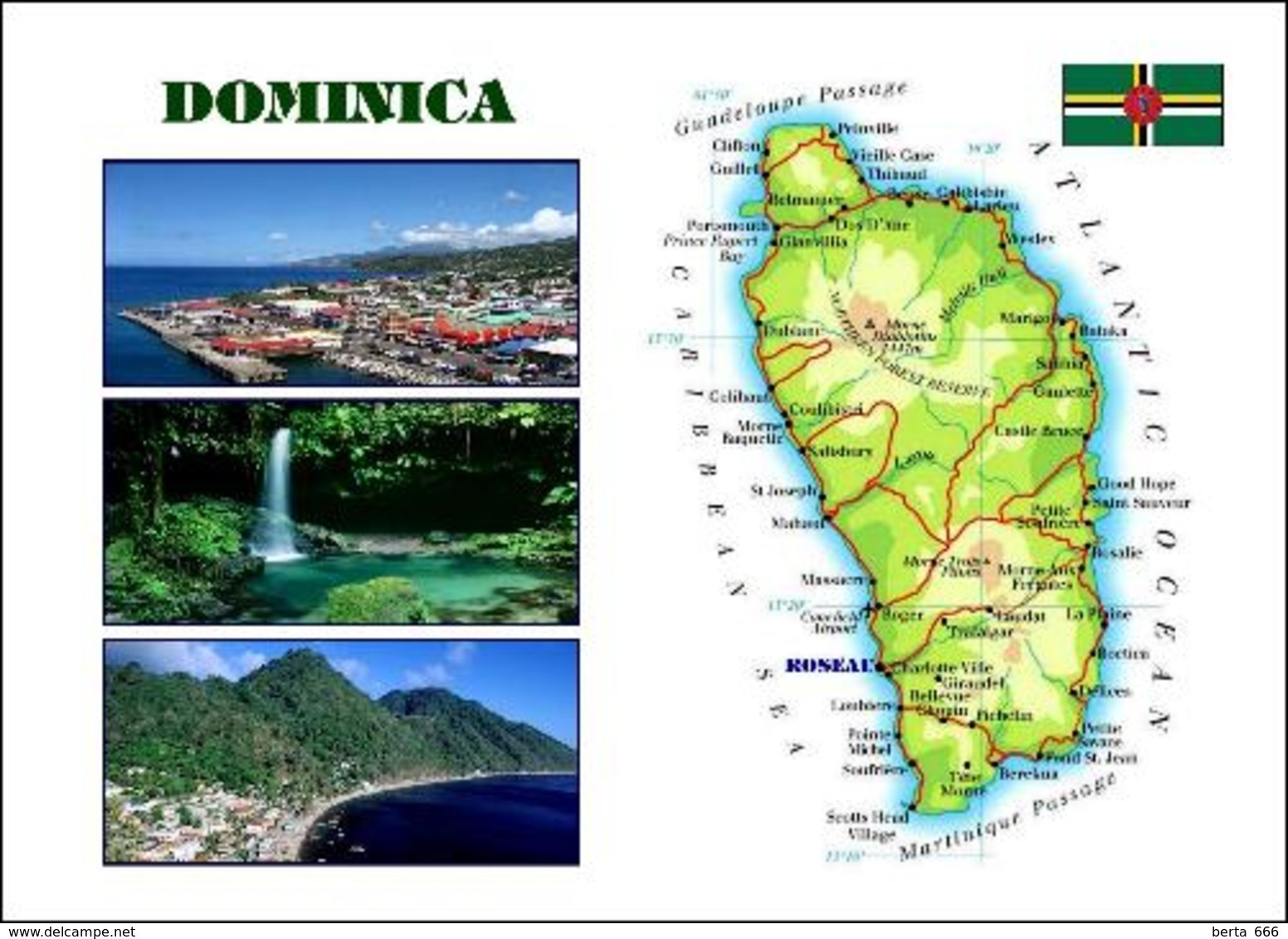 Dominica Country Map New Postcard Landkarte AK - Dominique