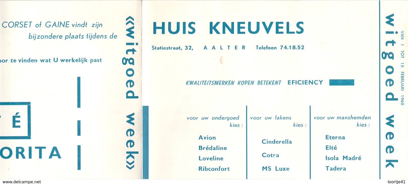 Pub Reclame - Katoenartikels Huis Kneuvels - Aalter  1960 - Publicités