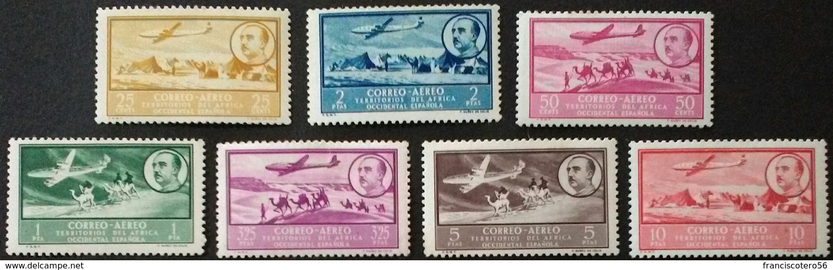Africa Occidental: Año. 1951 - Av. 7/Val. Serie, CPTA. (Paisaje Y Efigie Del Gneral. Franco) Dent. 12-3/4 - Autres & Non Classés