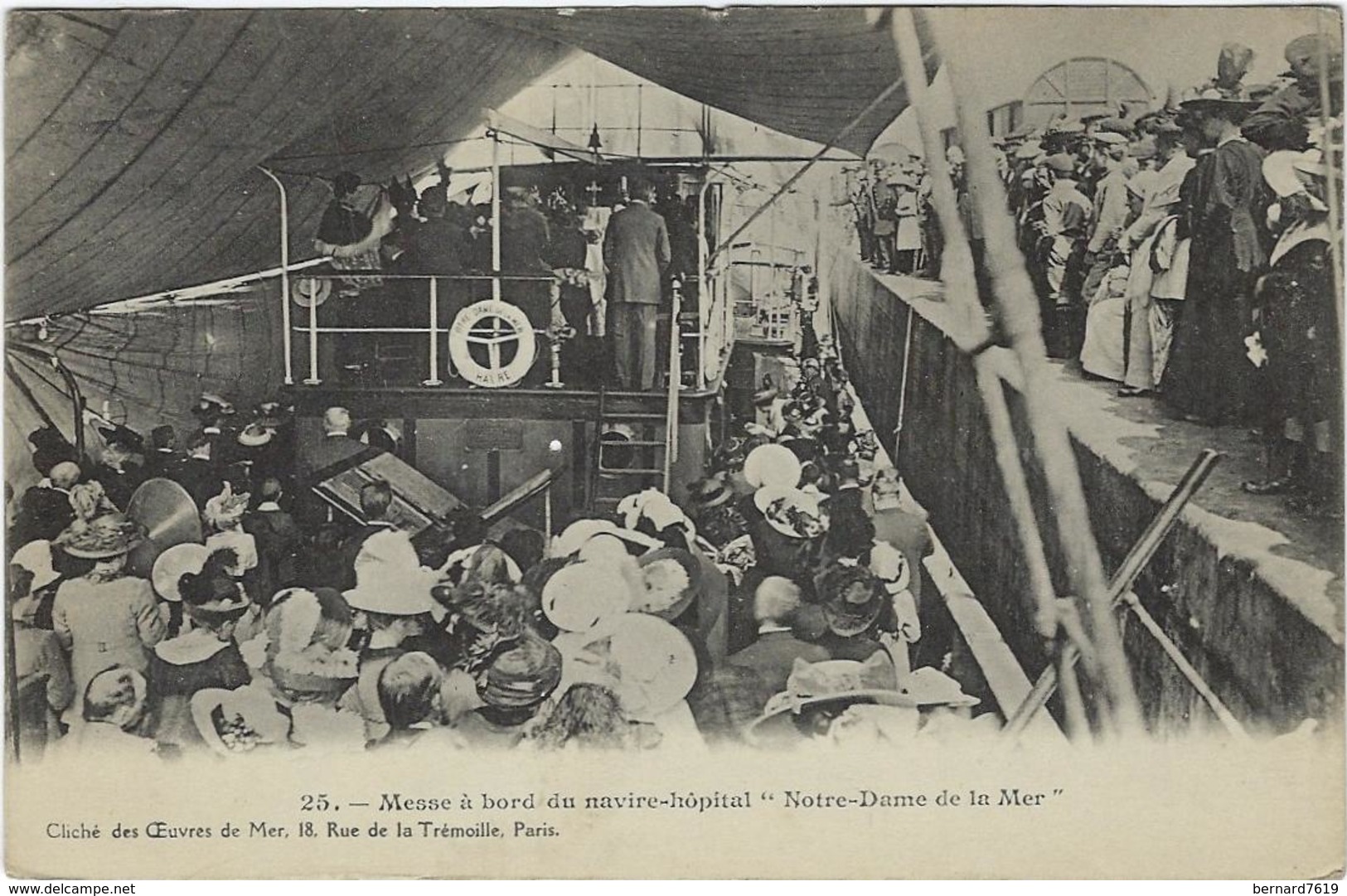 75 Paris Messe A Bord  Du Navire Hopital Notre Dame De La Mer  Oeuvres De Mer 18 Rue De La Tremoille Paris - Autres & Non Classés