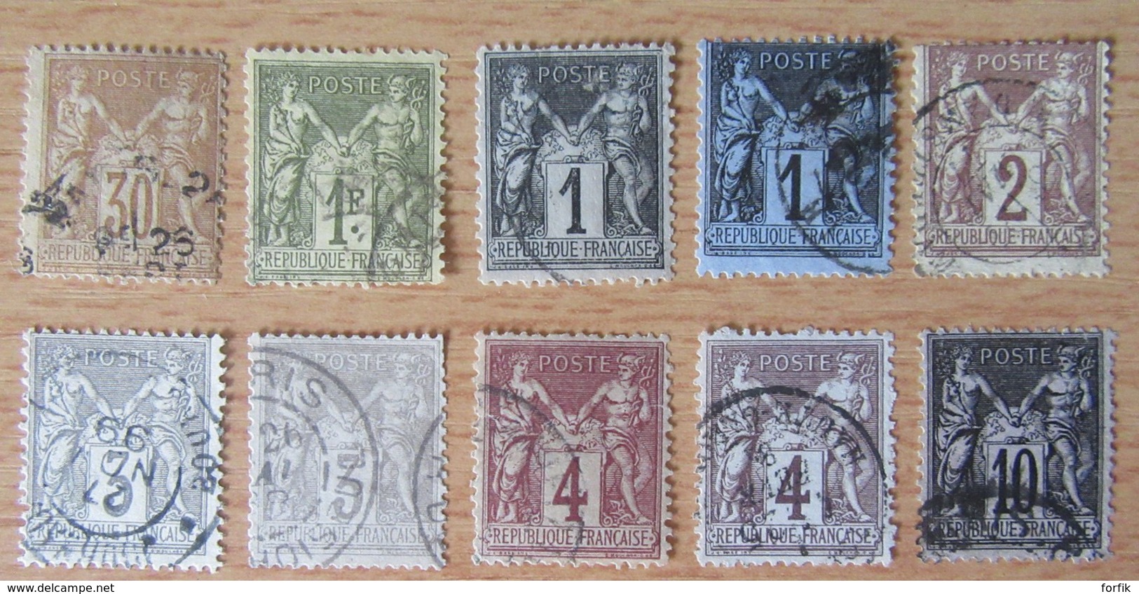 France - Lot  De 20 Timbres Sage YT N°80 à 101 Oblitérés, Pour étude Des Nuances Et Variétés - 1876-1898 Sage (Type II)