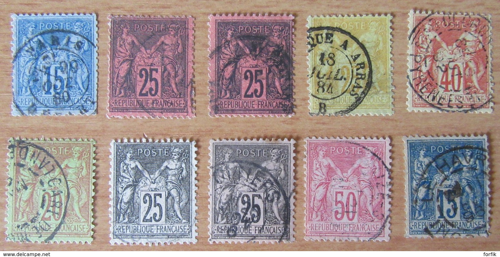 France - Lot  De 20 Timbres Sage YT N°80 à 101 Oblitérés, Pour étude Des Nuances Et Variétés - 1876-1898 Sage (Type II)