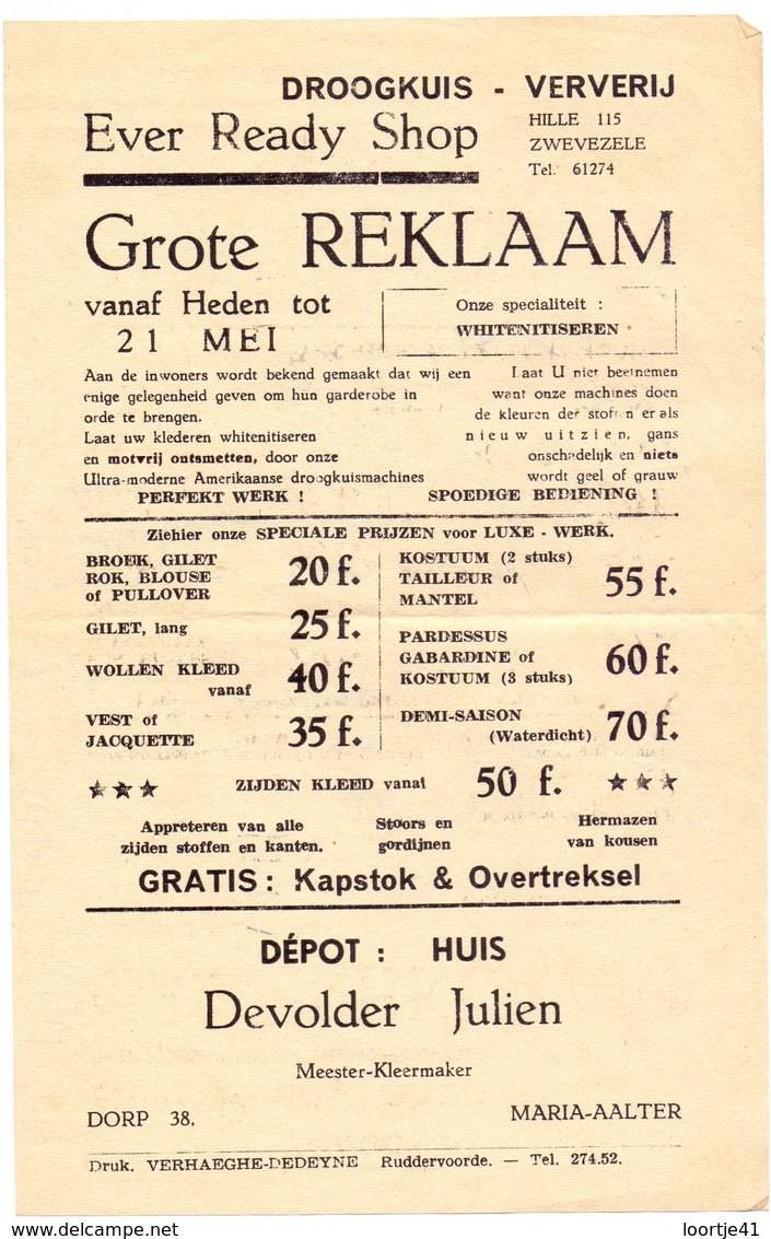 Pub Reclame - Droogkuis Ever Ready Shop - Julien Devolder - Maria Aalter - Ca 1960 - Publicités