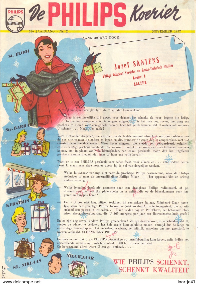 Pub Reclame - De Philips Koerier - Jozef Santens - Aalter 1952 - Publicités