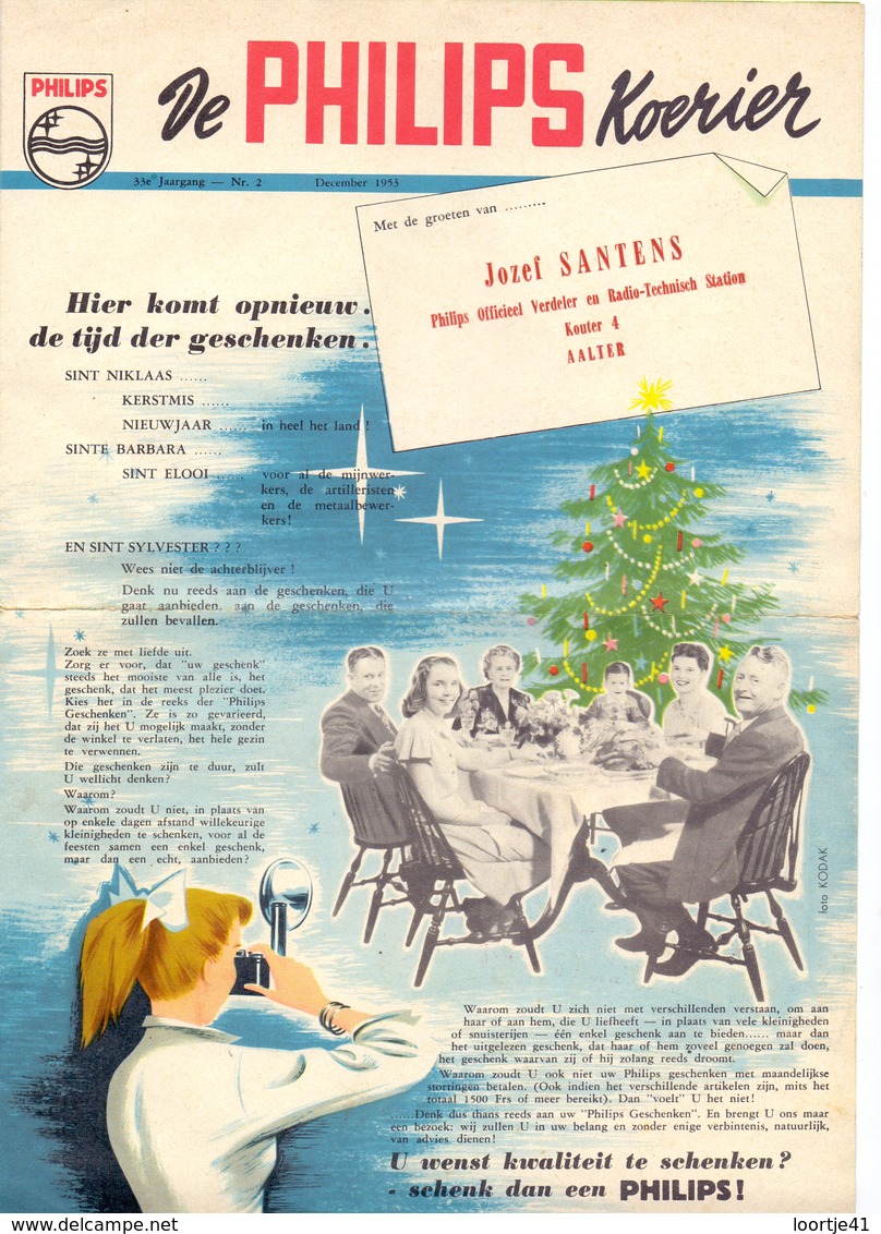 Pub Reclame - De Philips Koerier - Jozef Santens - Aalter 1953 - Publicités