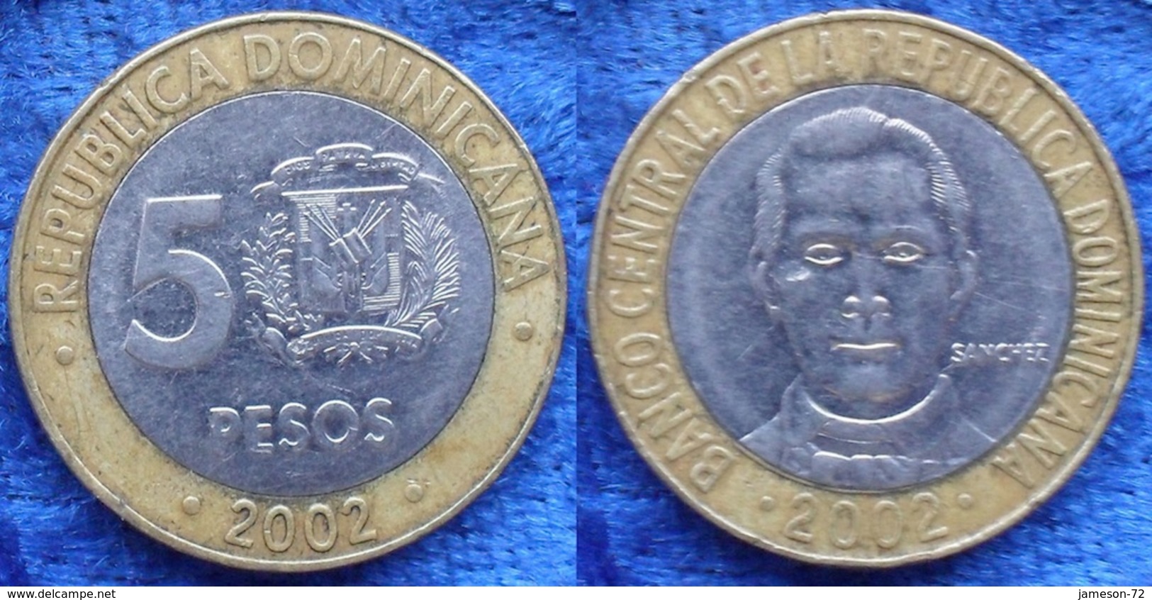 DOMINICAN REPUBLIC - 5 Pesos 2002 KM# 89 Bi-metallic - Edelweiss Coins - Dominicana