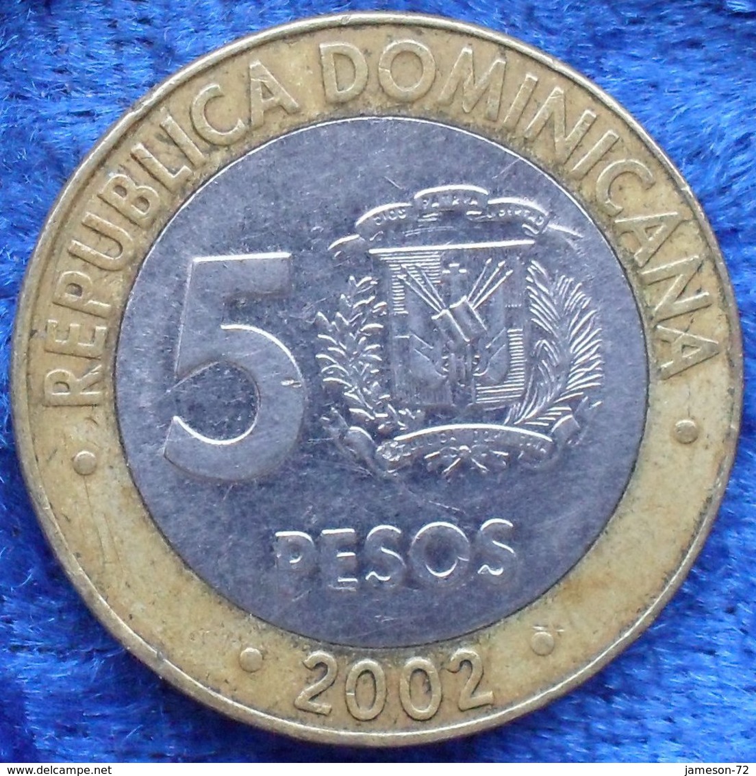 DOMINICAN REPUBLIC - 5 Pesos 2002 KM# 89 Bi-metallic - Edelweiss Coins - Dominicana