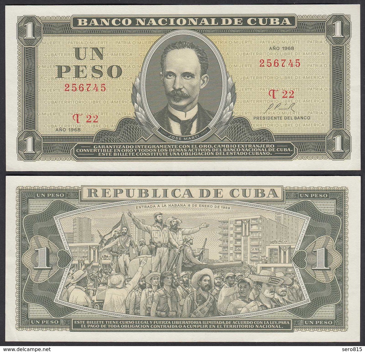 Kuba - Cuba 1 Peso Banknote 1968 Pick 102a XF (2)  (25756 - Andere - Amerika