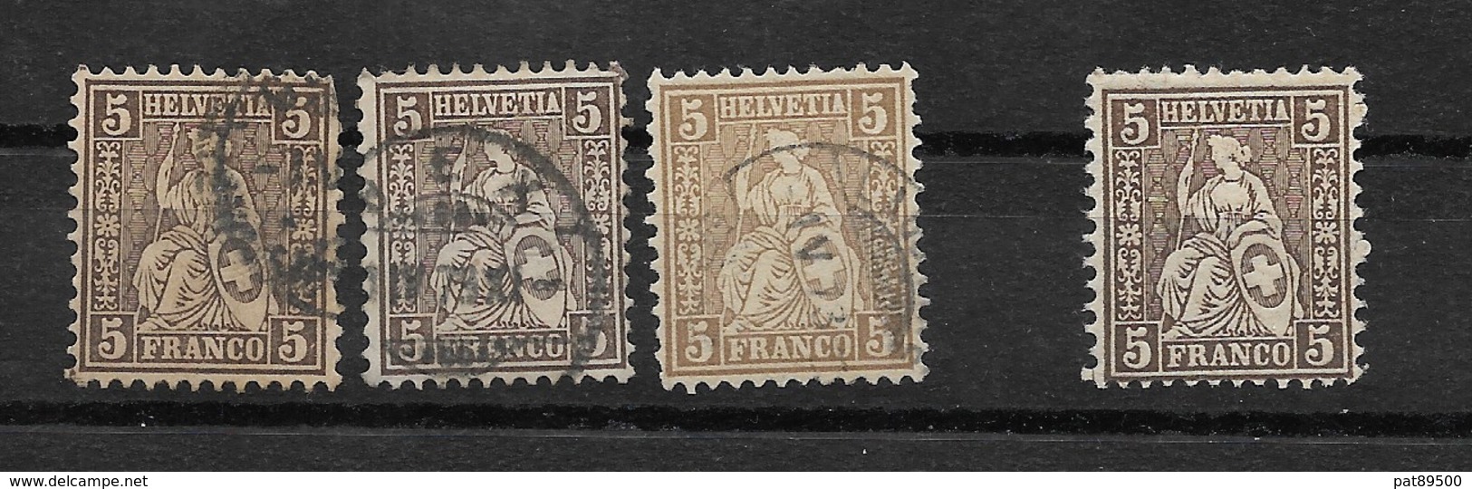 SUISSE LOT De 4 Helvetia Assise Type De 1862  5 Cts BRUN ????? Comprenant 3 Oblitérés Et Un Neuf Sans Charnière - Autres & Non Classés