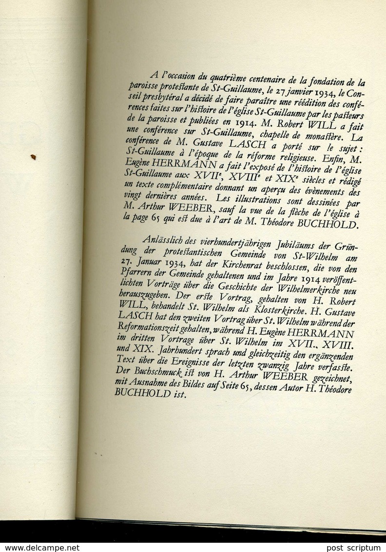 Livre-  Geschichte Der Wilhelmer Kircher (église Saint Guillaume) - Strasbourg 1934 - Sin Clasificación