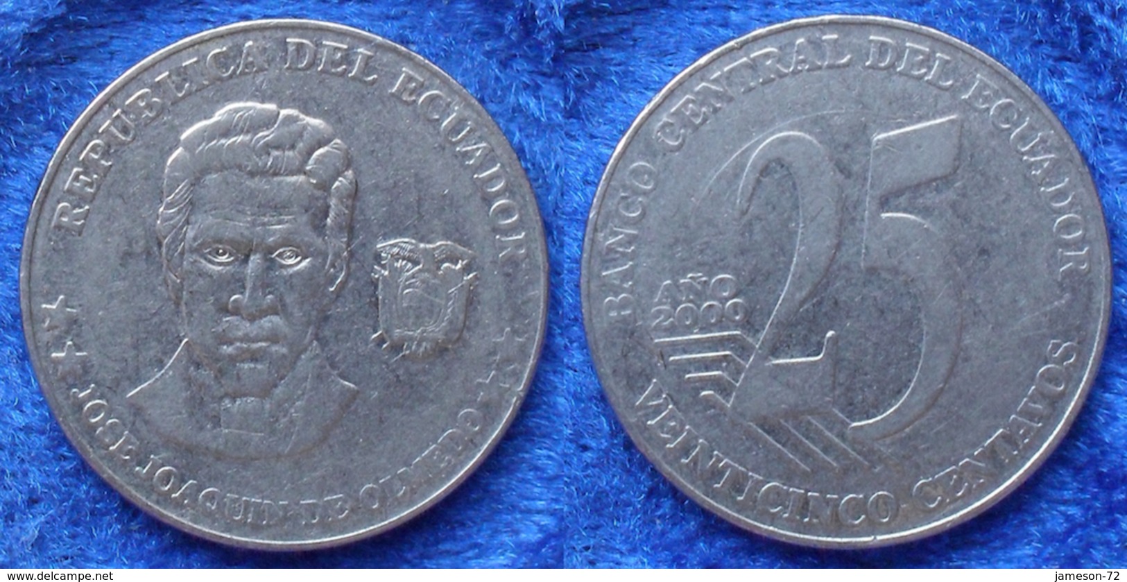 ECUADOR - 25 Centavos 2000 "Olmedo" KM# 107 Reform Coinage (2000) America Coin - Ecuador