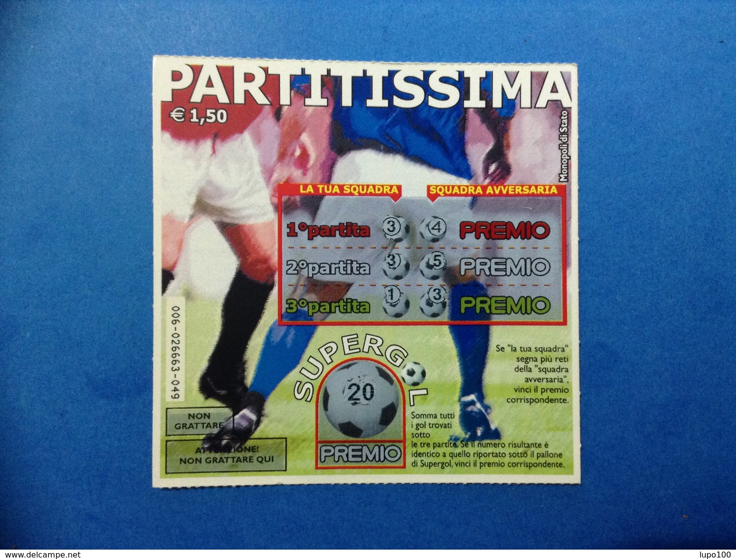 BIGLIETTO LOTTERIA ISTANTANEA GRATTA E VINCI USATO € 1,50 PARTITISSIMA - Lottery Tickets
