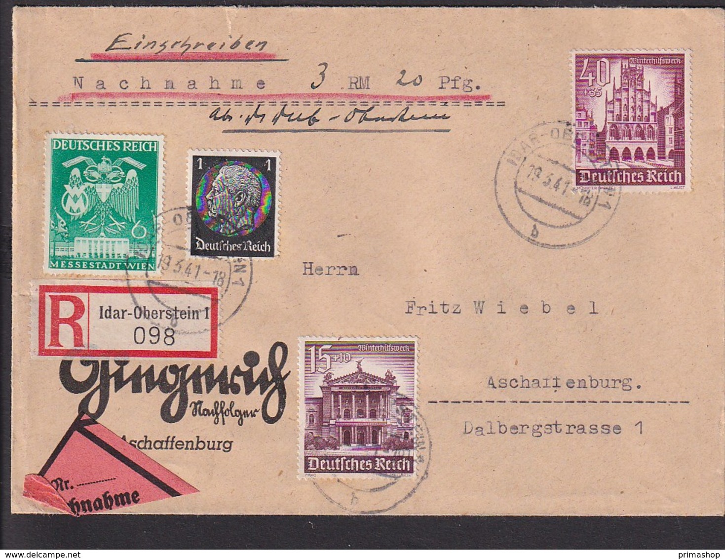 A20  /  Deutsches Reich  759 MiF WHW  /  Idar Oberstein 1941 - Storia Postale