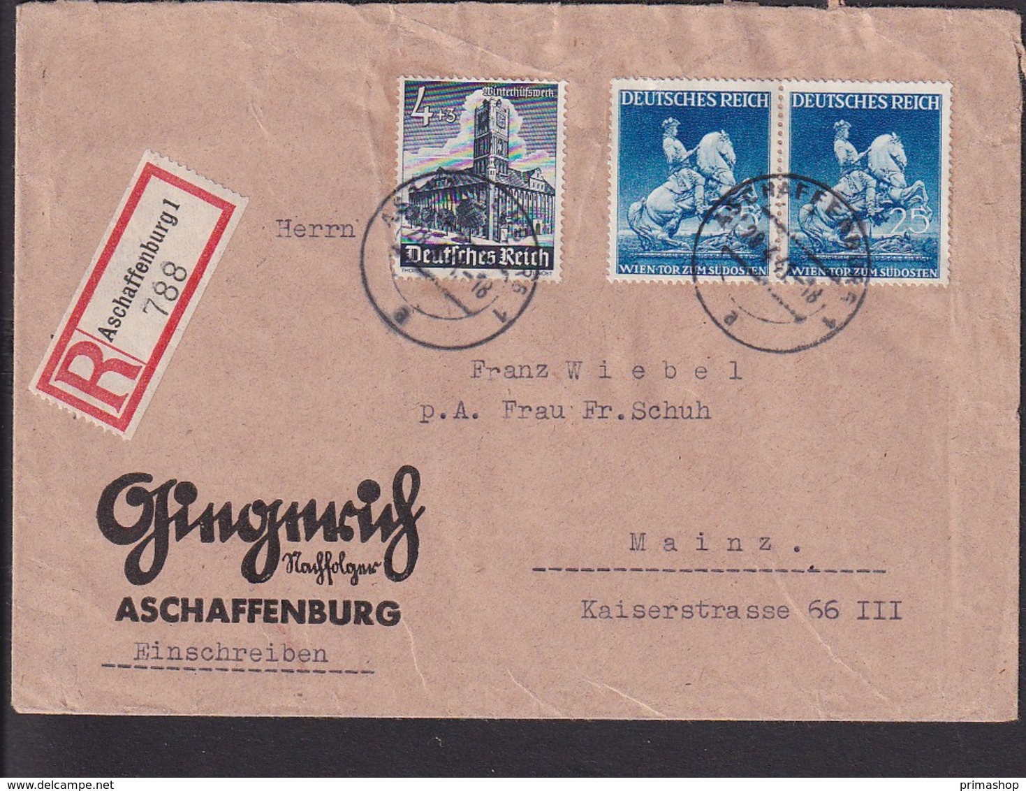 A20  /  Deutsches Reich  771 Paar MiF  /  Aschaffenburg - Storia Postale