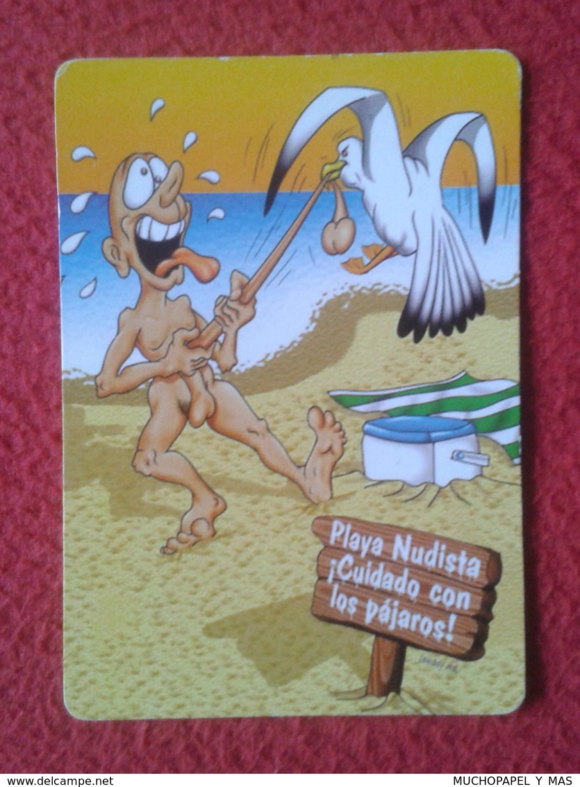 SPAIN CALENDARIO DE BOLSILLO CALENDAR 2014 HUMOR PLAYA NUDISTA CUIDADO CON LOS PÁJAROS NUDIST BEACH PLAGE STRIP-TEASEUSE - Tamaño Pequeño : 2001-...