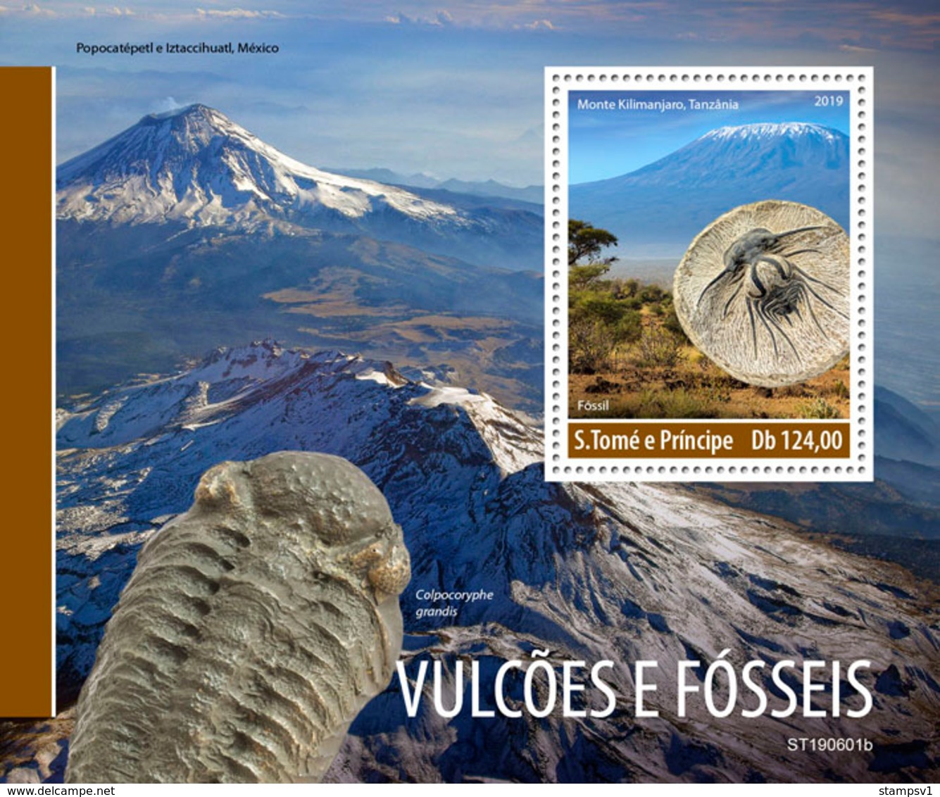 S.Tome&Principe. 2019 Volcanoes And Fossils. (0601b) OFFICIAL ISSUE - Volcanos