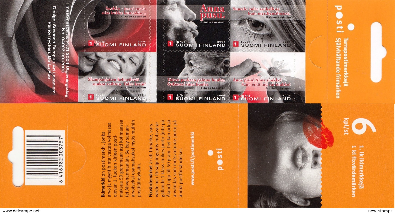 Finland 2004 With Friendship Kiss Booklet MNH - Ongebruikt