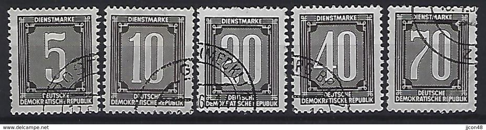 Germany (DDR) 1956 Dienstmarken B (o) Mi.1-5 - Oblitérés