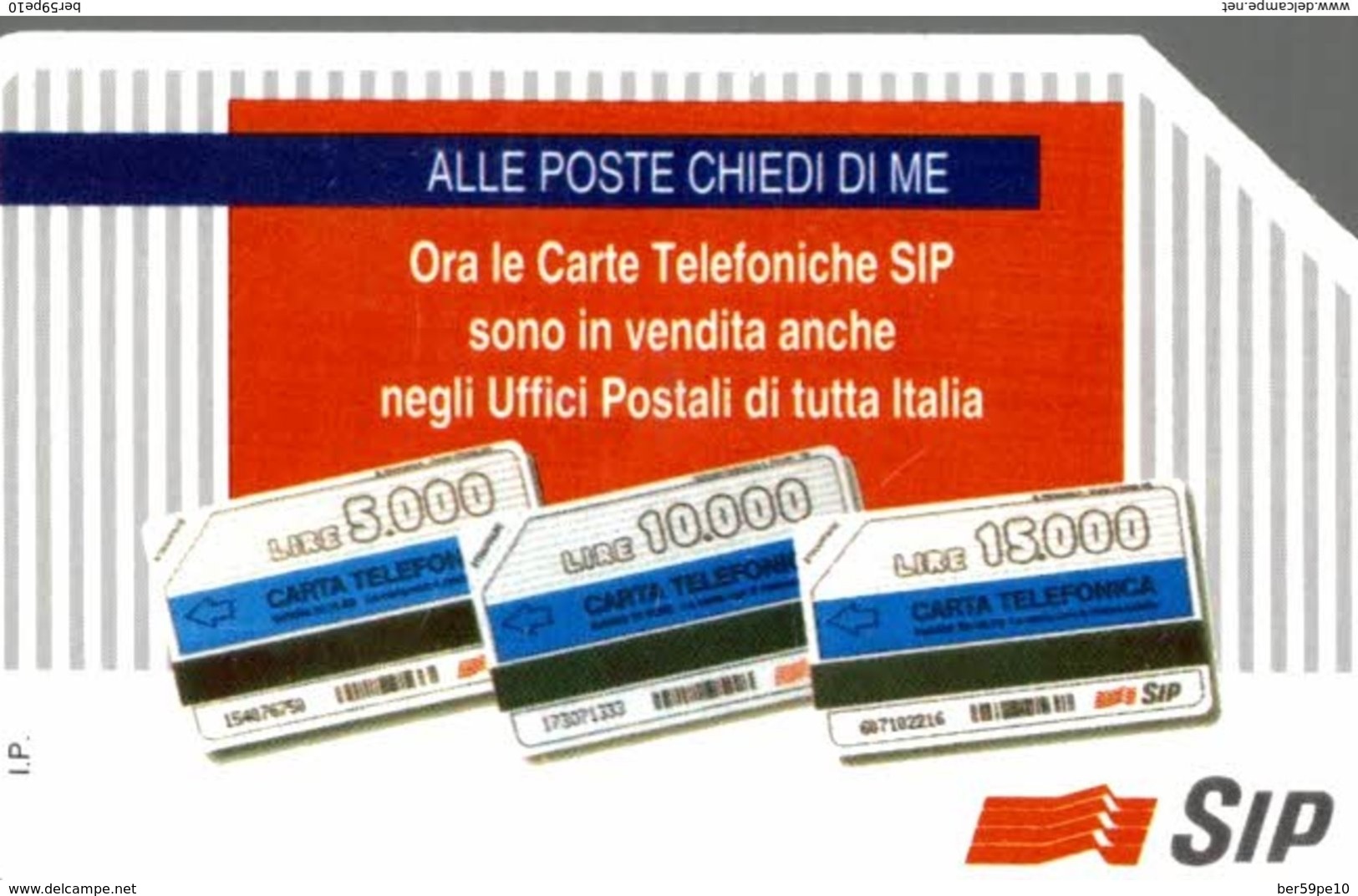 ITALIE CARTA TELEFONICA ALLE POSTE CHIEDI DI ME LIRE 10.000 - Collezioni