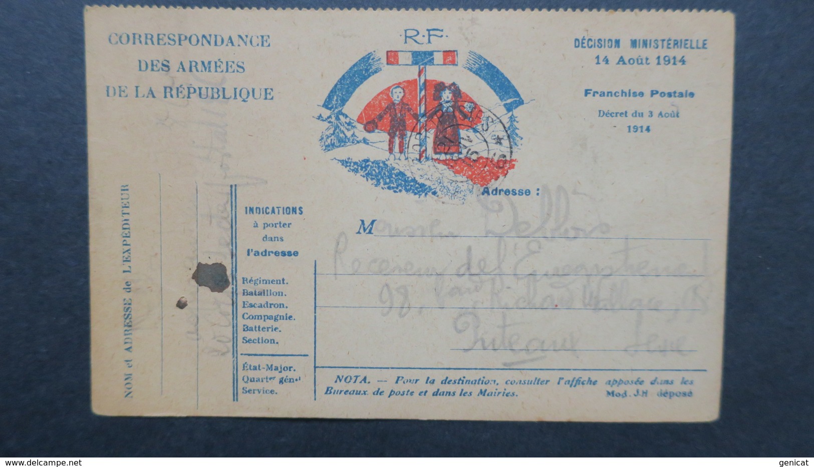 Carte Franchise Militaire Janvier 1915 écrite D'une Tranchée Pour Puteaux Voir Scans - Covers & Documents