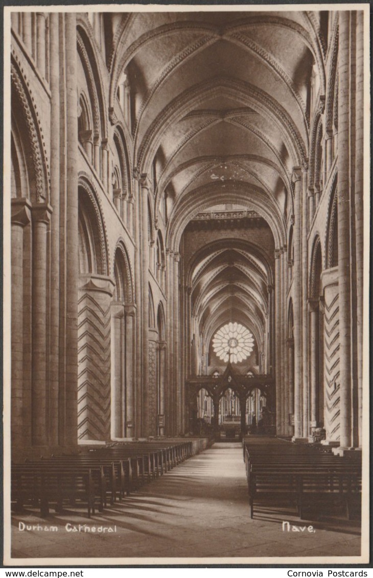 Nave, Durham Cathedral, Durham, C.1920s - RP Postcard - Durham City