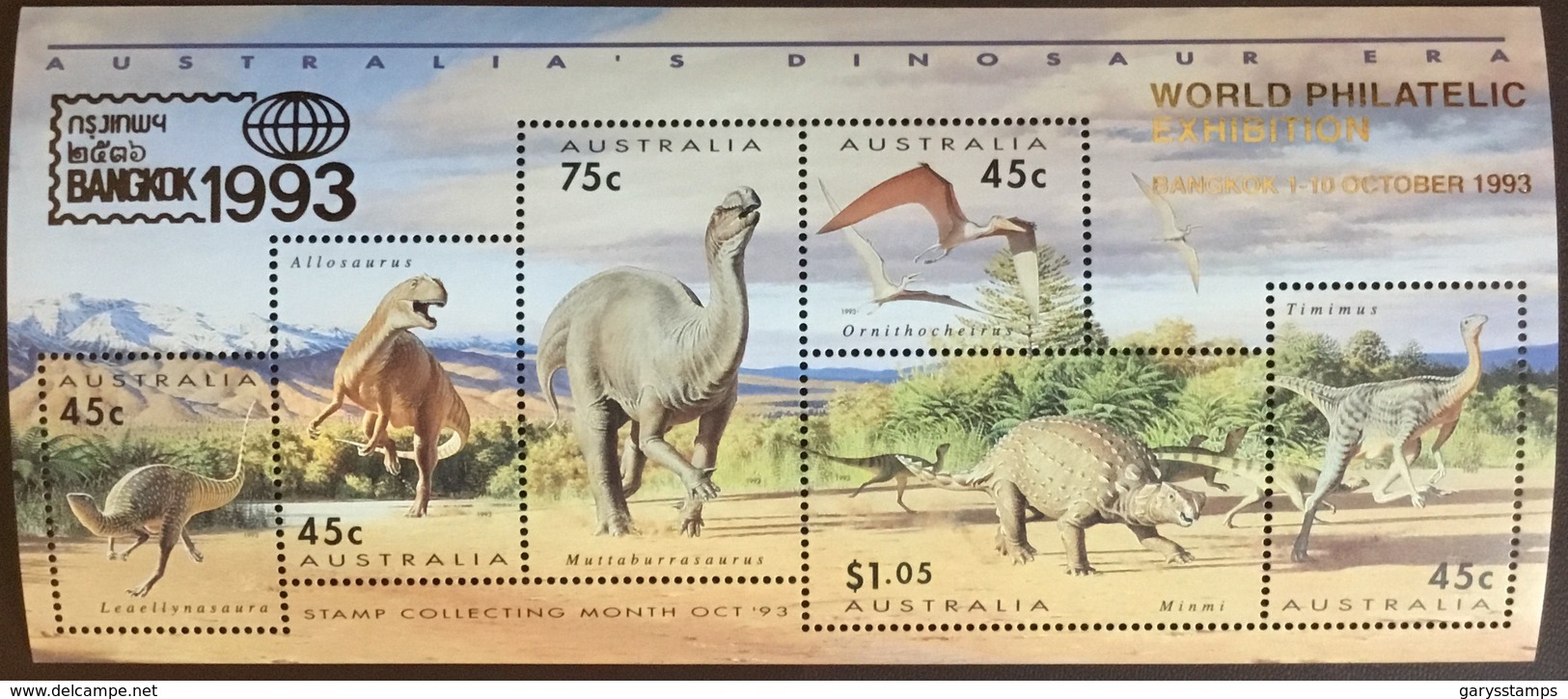 Australia 1993 Bangkok Prehistoric Animals Dinosaurs Birds Minisheet MNH - Vor- U. Frühgeschichte