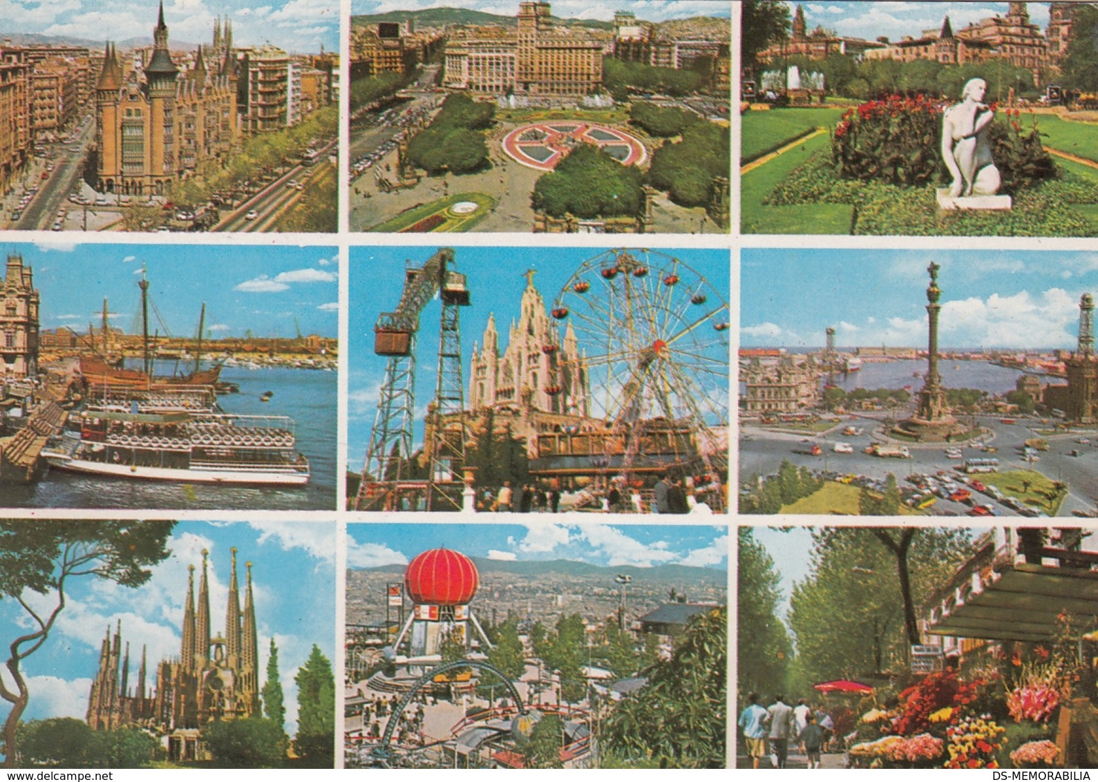 Barcelona Spain - Multiview Postcard W Ferris Wheel 1974 - Barcelona