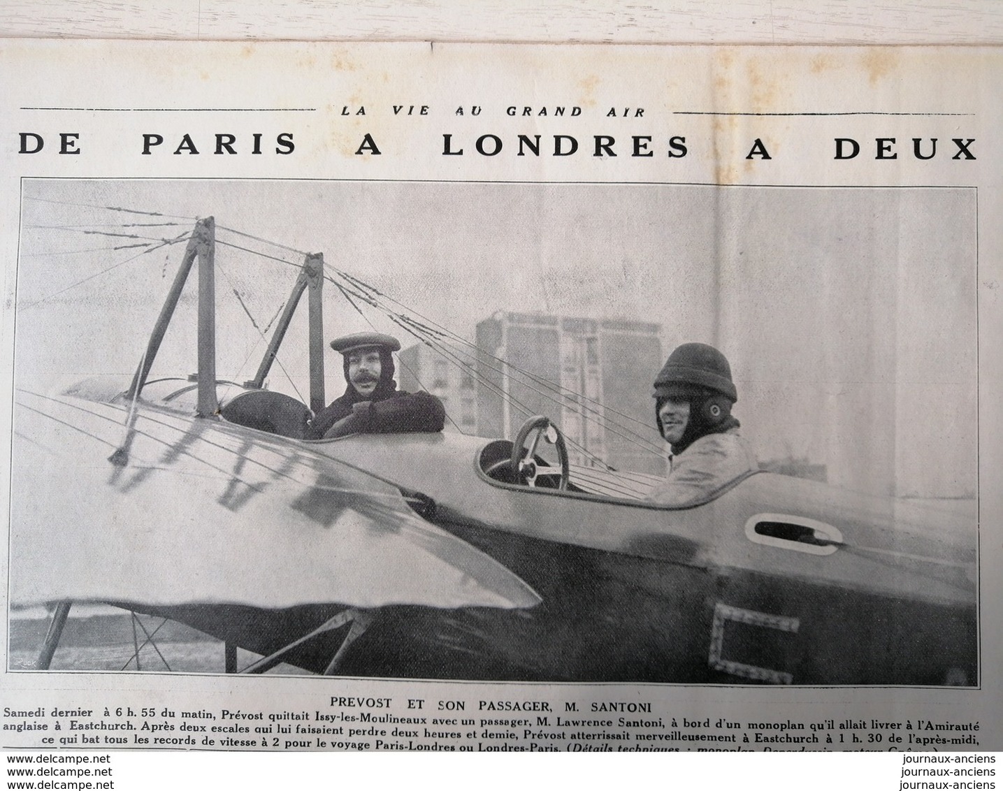 1912 AVIATION - DE PARIS À LONDRES À DEUX - PREVOTS ET SANTONI - ISSY LES MOULINEAUX - Autres & Non Classés