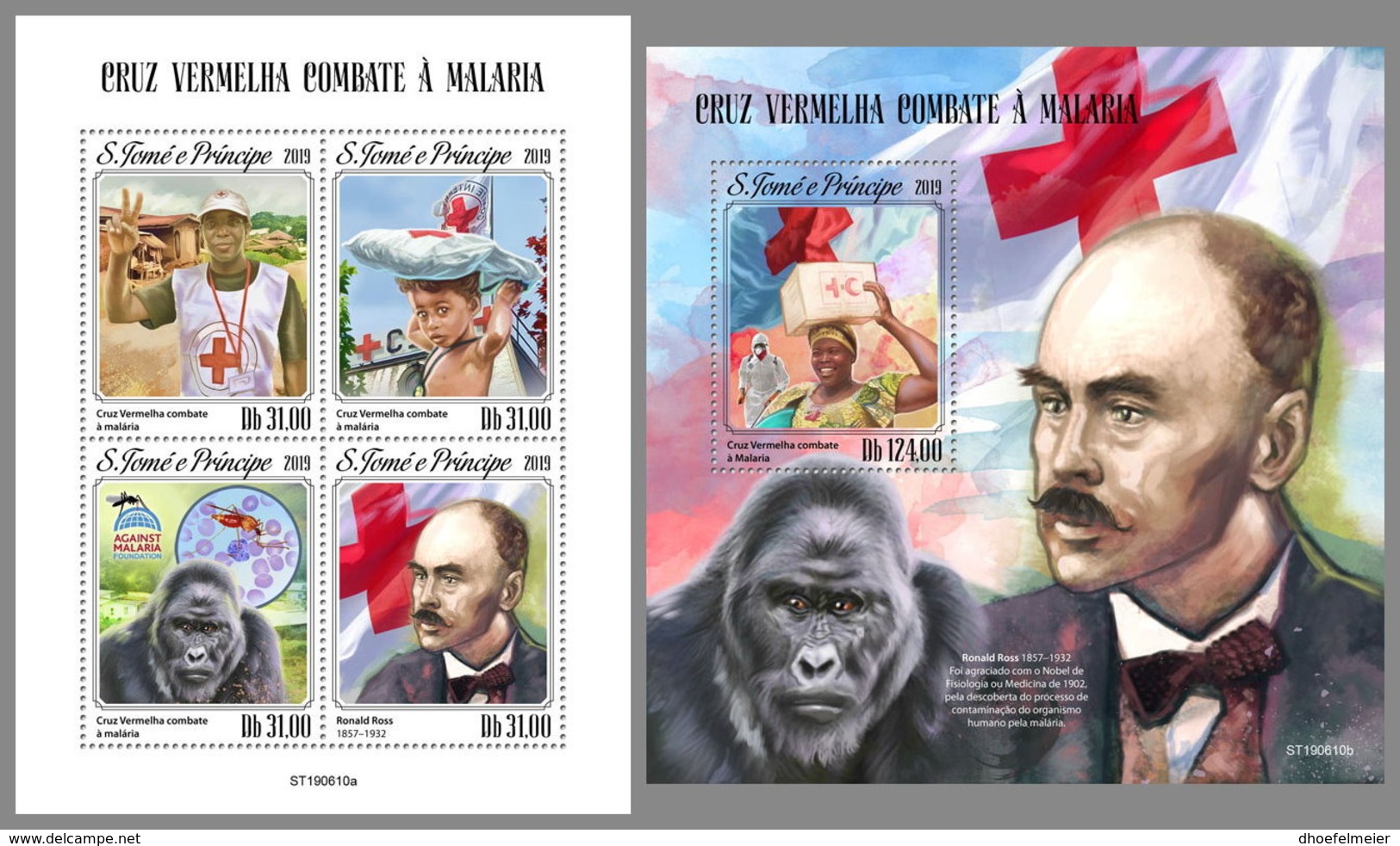 SAO TOME 2019 MNH Malaria Paludisme Red Cross M/S+S/S - OFFICIAL ISSUE - DH1948 - Malattie