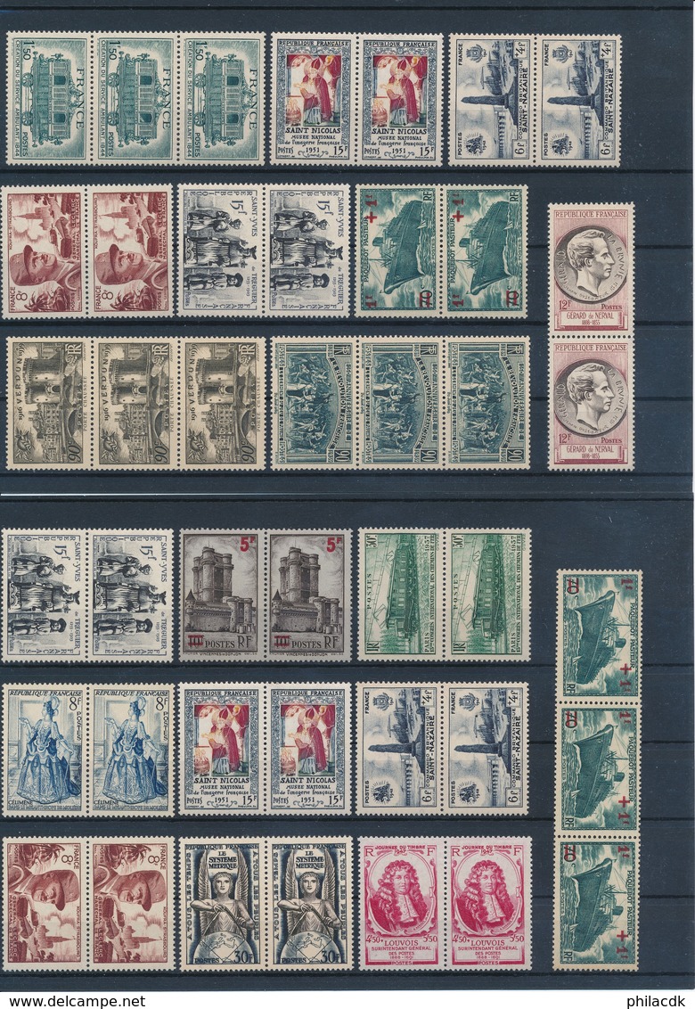 FRANCE - BELLE COLLECTION DE 912 TIMBRES NEUFS** SANS CHARNIERE AVEC PAIRES ET BANDES DE 5 ETC... - Verzamelingen