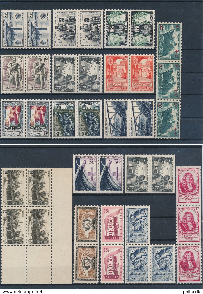 FRANCE - BELLE COLLECTION DE 912 TIMBRES NEUFS** SANS CHARNIERE AVEC PAIRES ET BANDES DE 5 ETC... - Verzamelingen