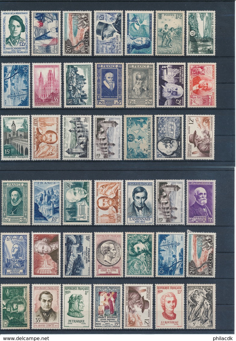 FRANCE - BELLE COLLECTION DE 912 TIMBRES NEUFS** SANS CHARNIERE AVEC PAIRES ET BANDES DE 5 ETC...