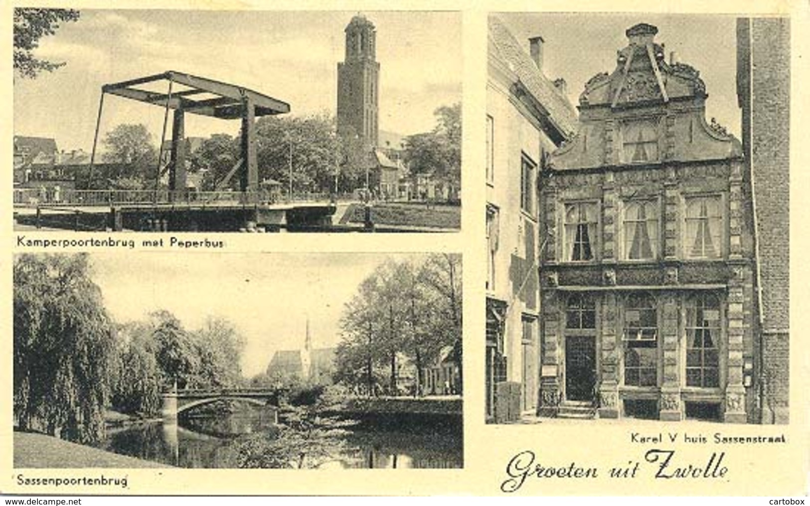 Zwolle, Groeten Uit Zwolle   (Een Raster Op De Kaart Is Veroorzaakt Door Het Scannen;  De Afbeelding Is Helder) - Zwolle