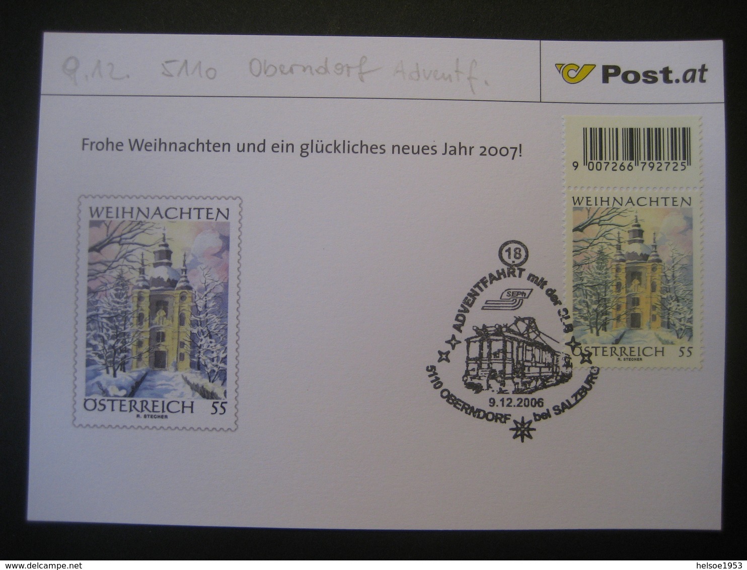 Österreich- Oberndorf 24.12.2006 Adventfahrt - Storia Postale