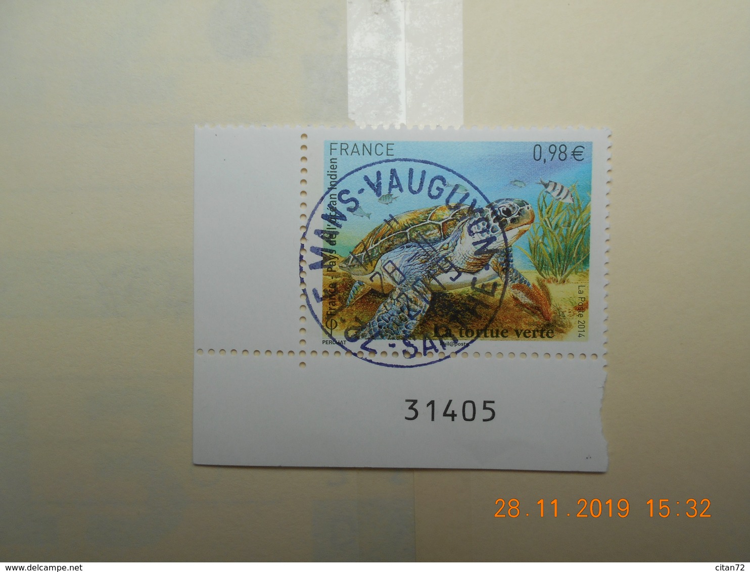 FRANCE 2014   YTN° 4903   TORTUE VERTE  Timbre Neuf  Cachet Rond  NUMEROTE - Oblitérés