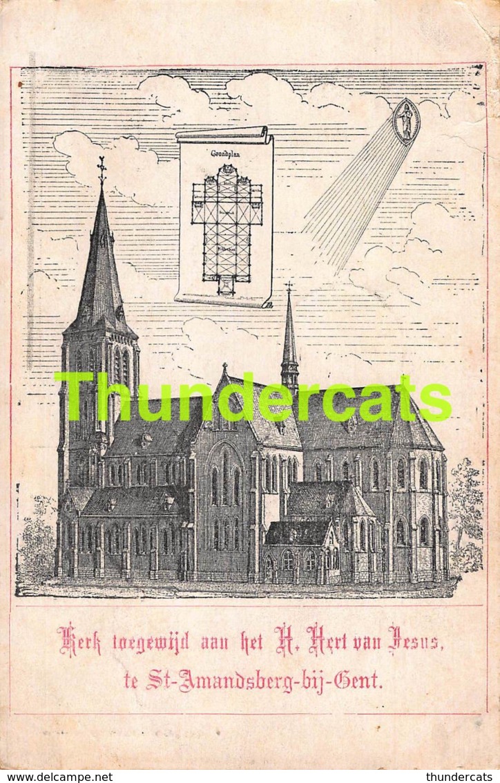 CPA KERK TOEGEWIJD AAN HET HEILIG HERT VAN JESUS TE ST AMANDSBERG BIJ GENT ( BESCHADIGD BOVENAAN ) - Gent