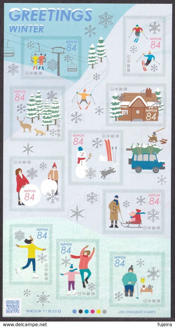 (ja1356) Japan 2019 Greetings Winter 84y MNH Ski Deer Fox Skate Fishing Dog - Unused Stamps