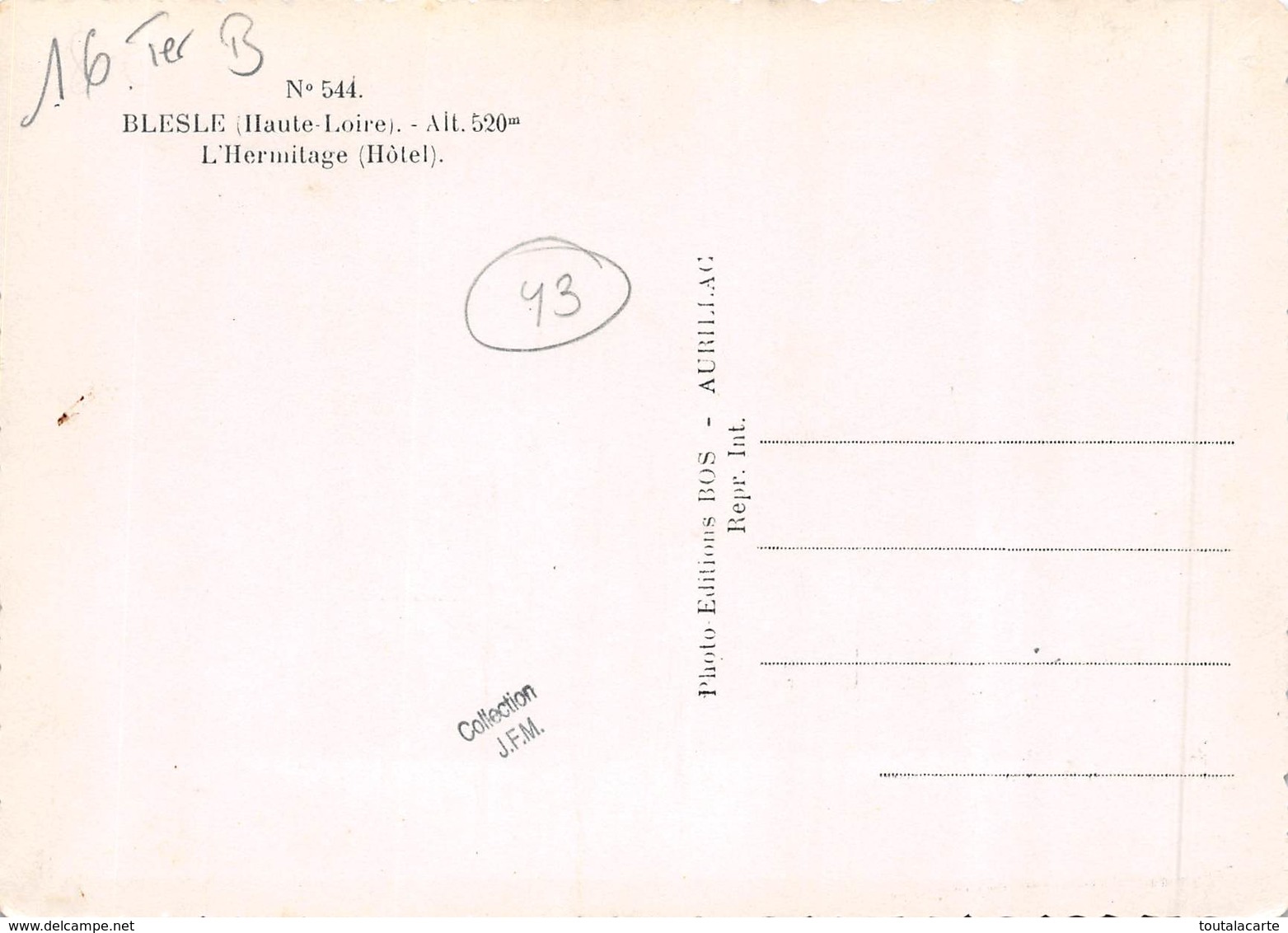 CPSM 43 BLESLE HOTEL L HERMITAGE  Grand Format  15 X 10,5 Cm - Blesle