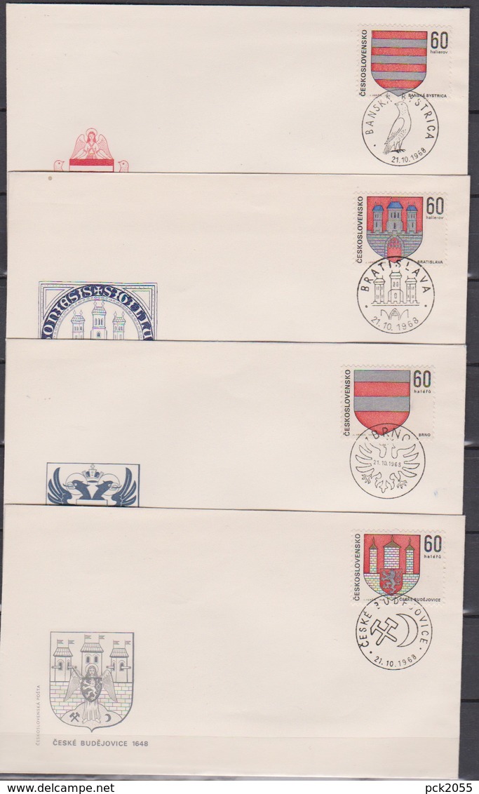 Tschechoslowakei Stadtwappen Auf FDC Von 1968( D 3182 )günstige Versandkosten - Briefe U. Dokumente