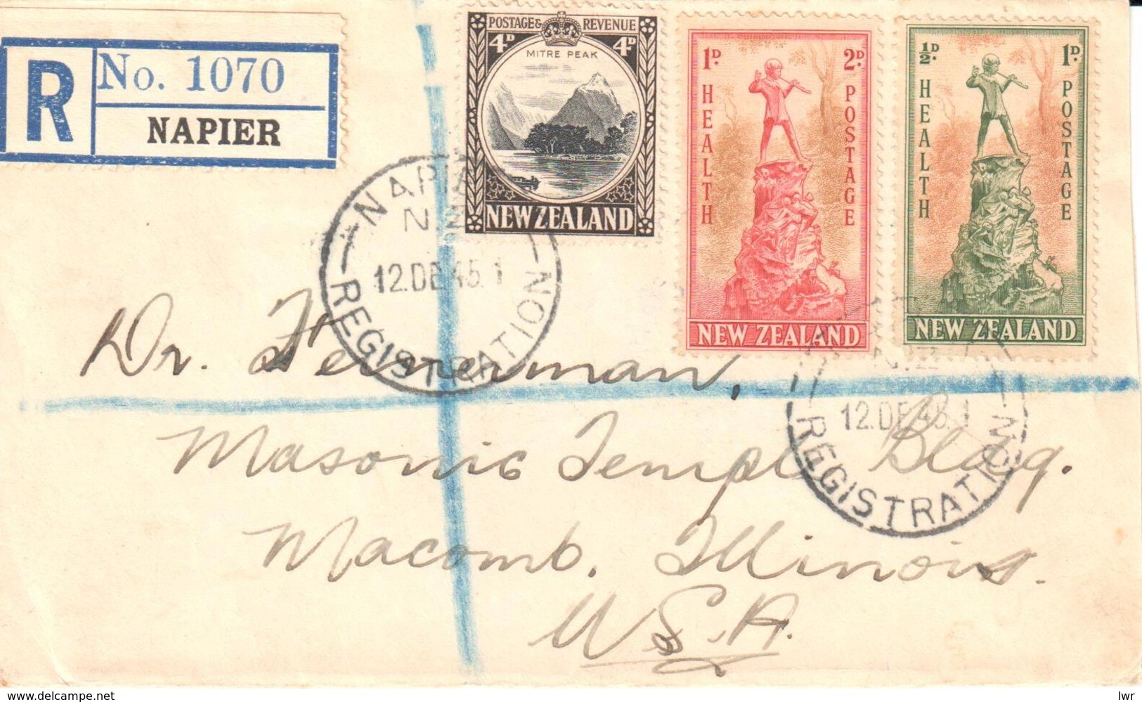 New Zealand Letter - Registered - Napier - Otros & Sin Clasificación