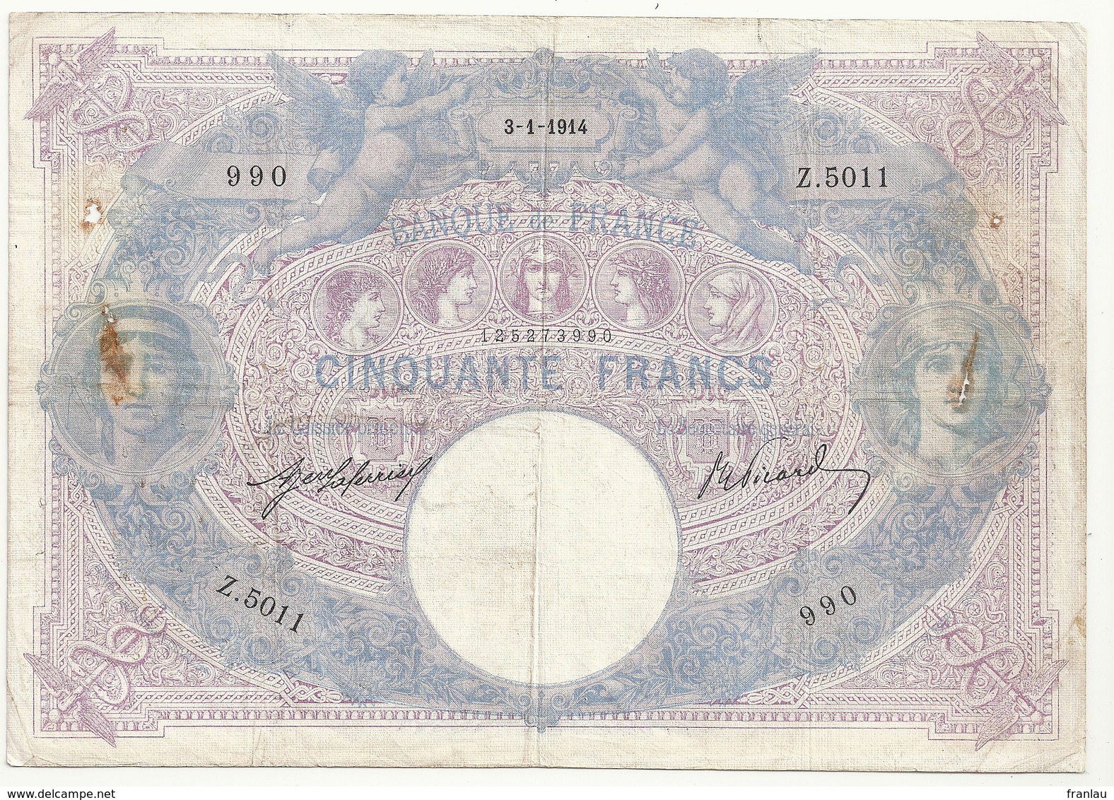 50 Francs (bleu Et Rose)3-1-1914 - 50 F 1889-1927 ''Bleu Et Rose''