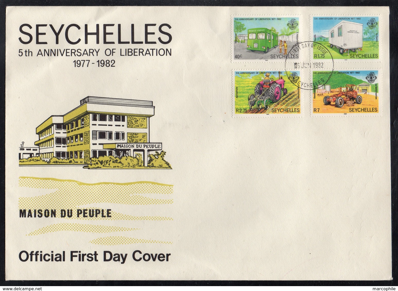 SEYCHELLES - TRACTEUR - TRANSPORT / 1982 ENVELOPPE FDC (GF81) - Seychelles (1976-...)