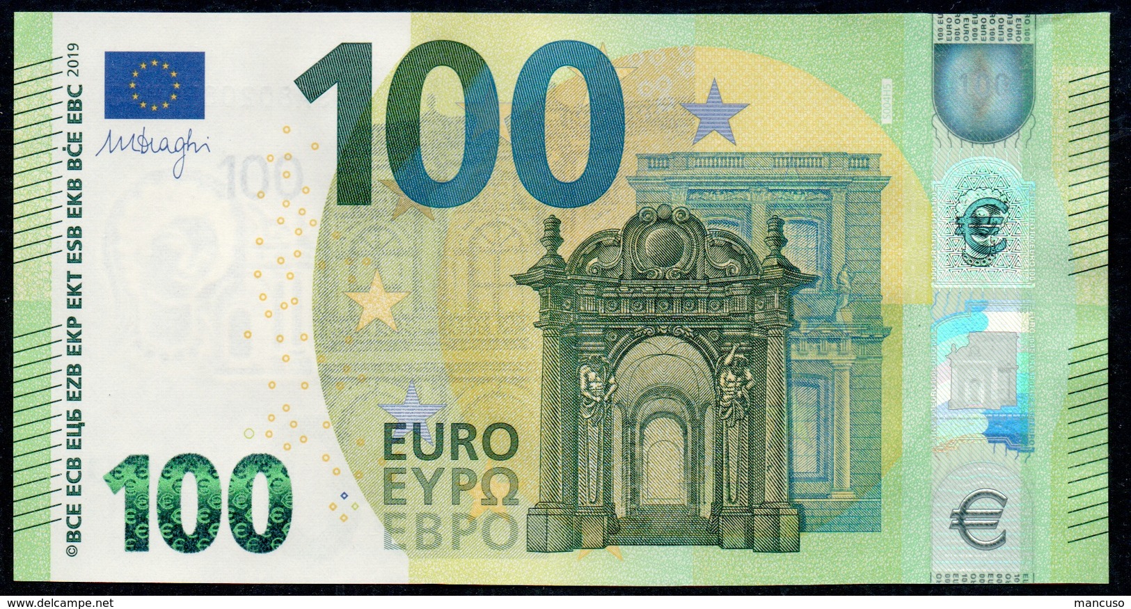 100 EURO ITALIA SA S004 H5 LAST POSITION  "02" - DRAGHI  UNC - 100 Euro