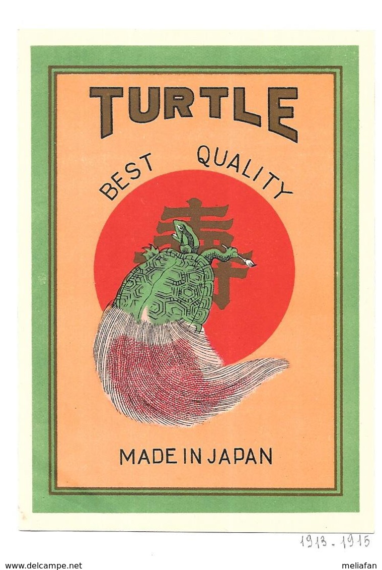 KB987 - ETIQUETTE JAPONAISE - SOIERIES ? - TORTUE - Otros & Sin Clasificación