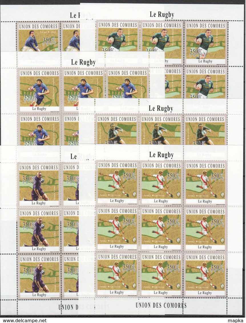 ZZ096 2010 UNION DES COMORES SPORT STARS OF RUGBY 9SET MNH - Rugby